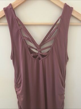 Sleeveless Mauve Tulipwood Mauve Maxi Dress with Crisscross Back Medium